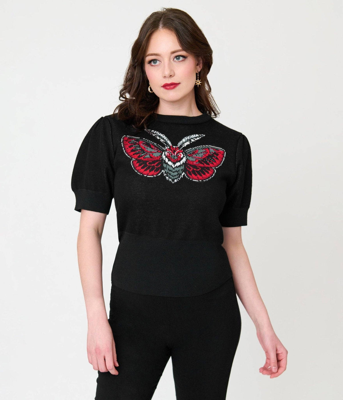 Black Moth Embroidered Sweater