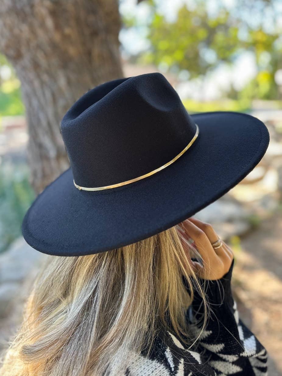 Gold Snake Chain Black Fedora Hat