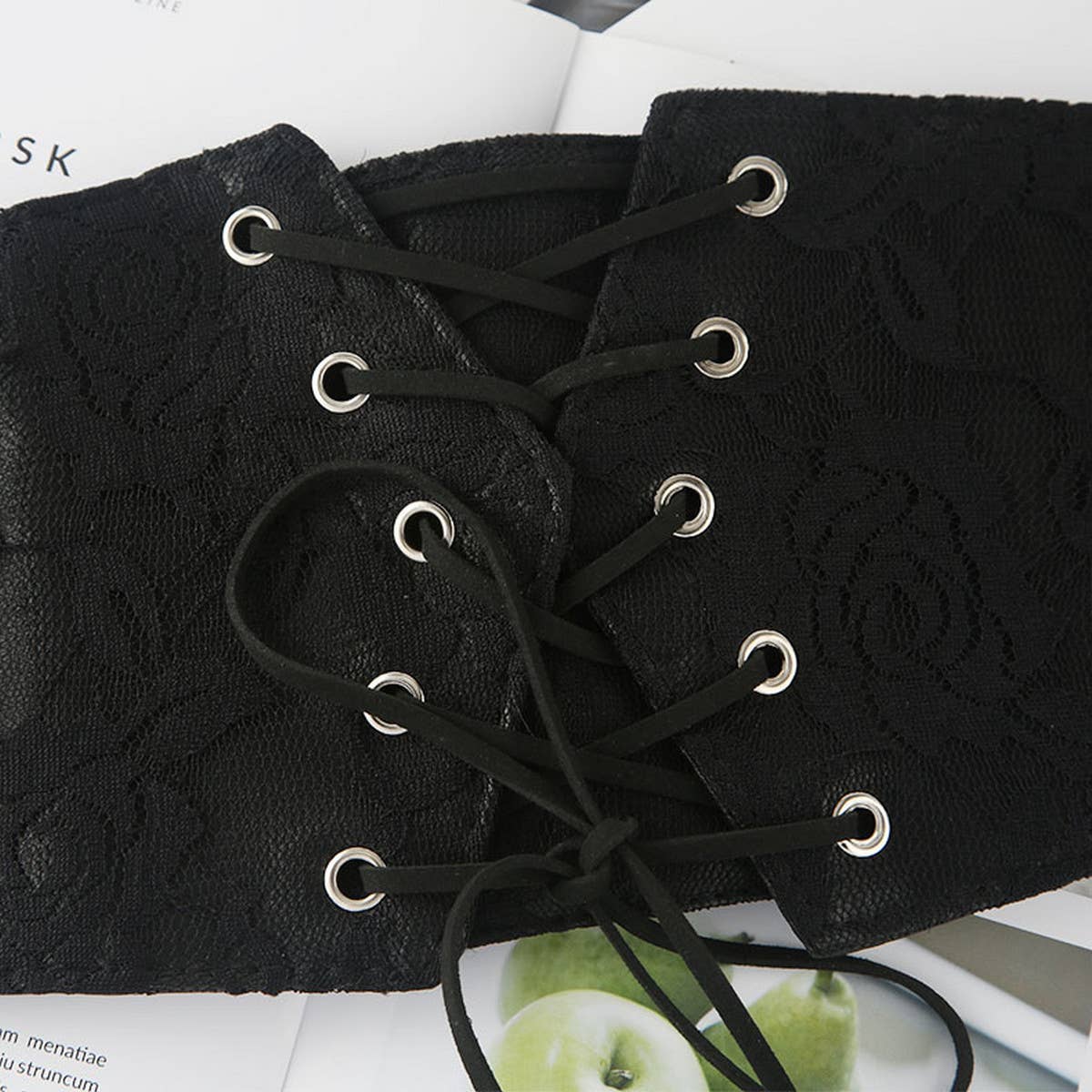 LACE AND LEATHER ELASTIC WAIST BELT