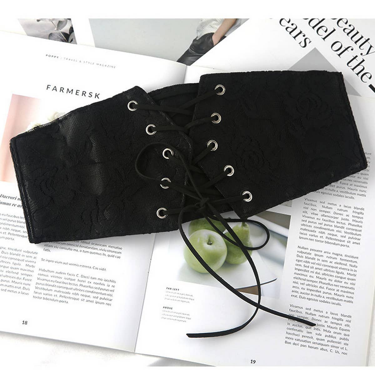 LACE AND LEATHER ELASTIC WAIST BELT