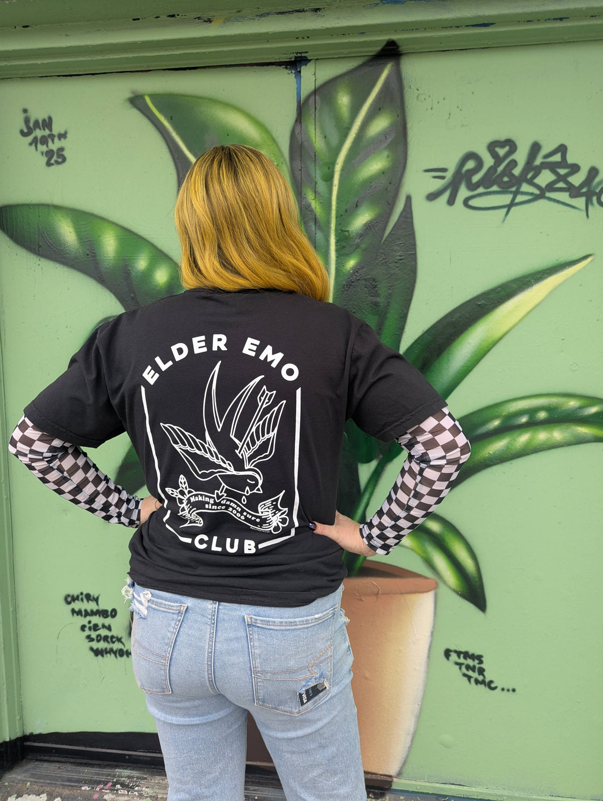 Elder Emo Club Sparrow Cotton Graphic Tee Shirt