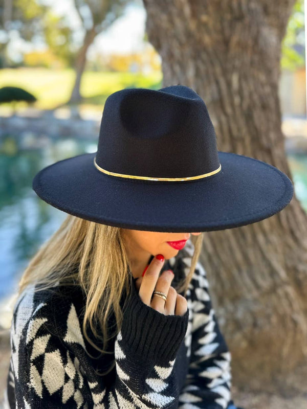 Gold Snake Chain Black Fedora Hat