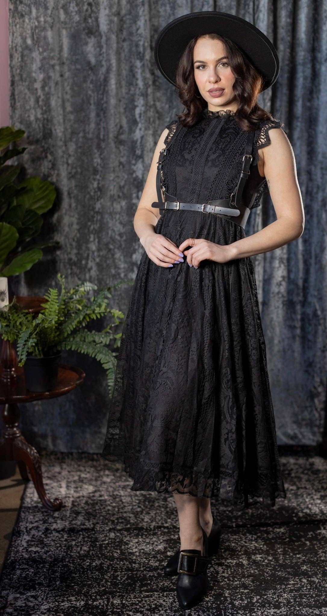 Arabella - Gothic Lace Fit and Flare Dress