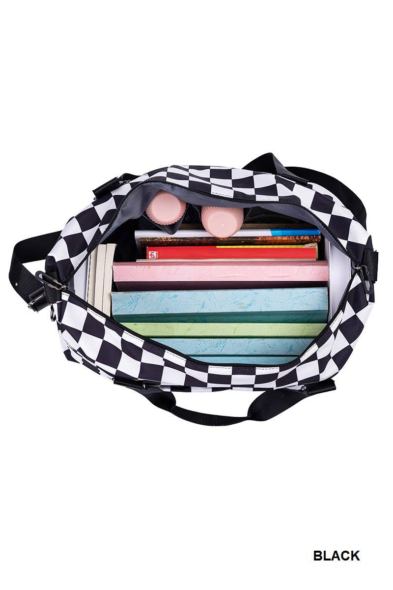 Large Capacity Checkered Travel Duffle Bag