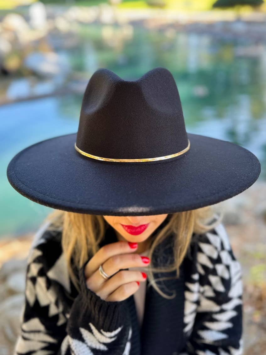 Gold Snake Chain Black Fedora Hat
