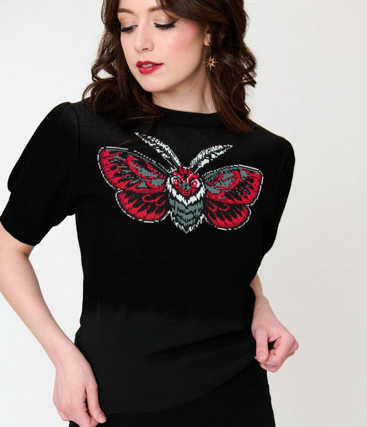 Black Moth Embroidered Sweater