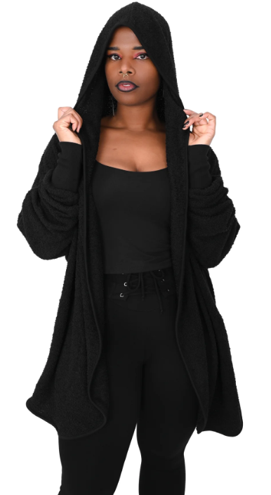 Oversized Hooded Teddy Cardigan
