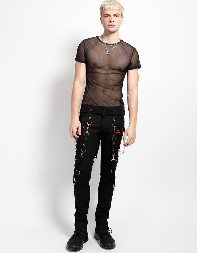 SHORT SLEEVE FISHNET BLACK