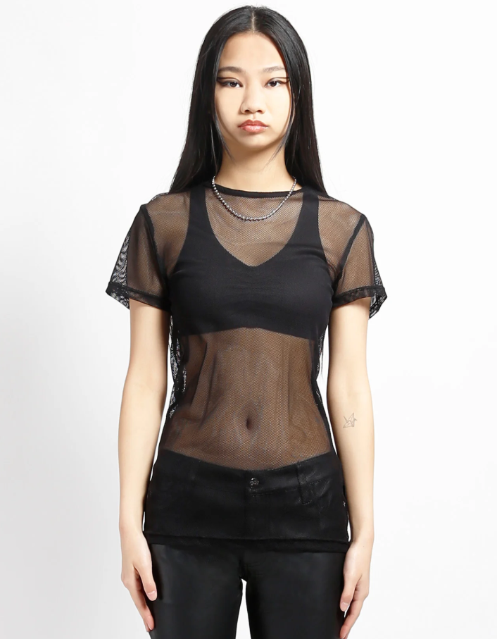 SHORT SLEEVE FISHNET BLACK