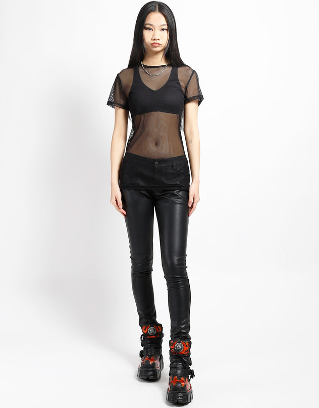 SHORT SLEEVE FISHNET BLACK