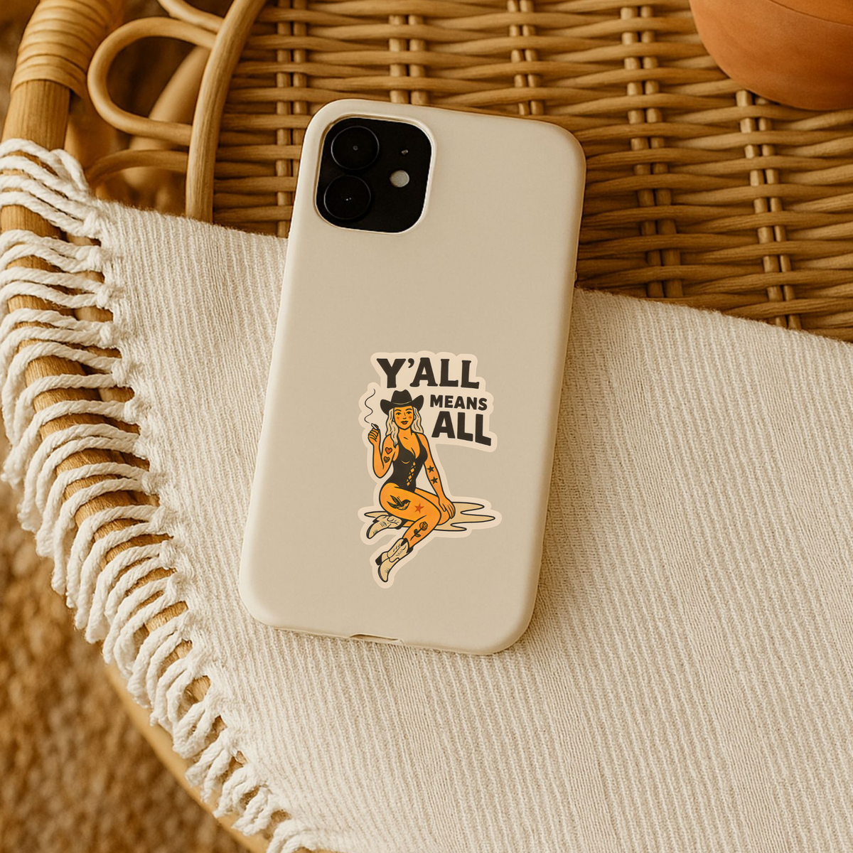 Y’all Means All Cowgirl Sticker – Inclusive Western Pin Up