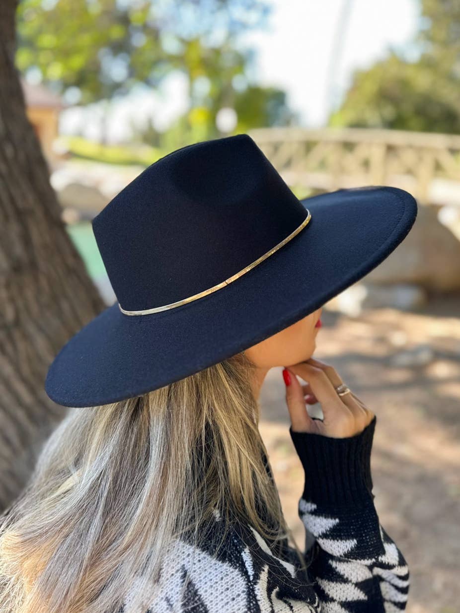 Gold Snake Chain Black Fedora Hat