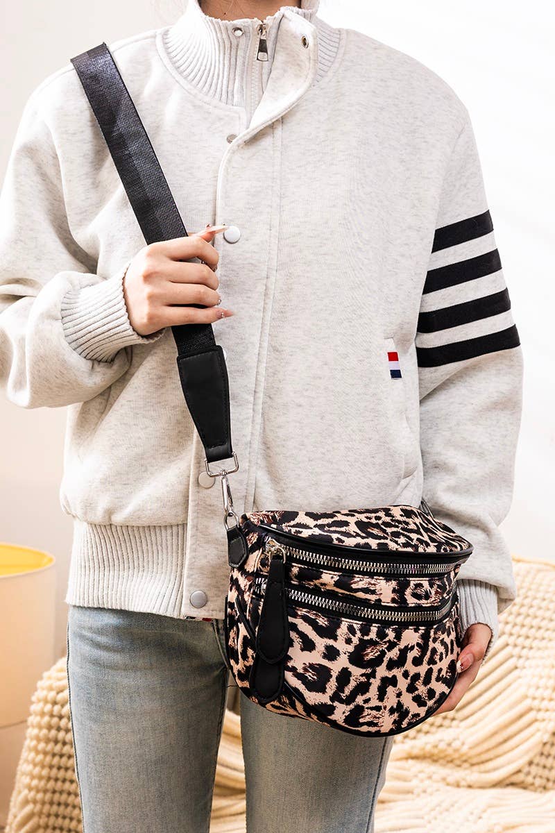 Crescent Sling Bum Bag - Leopard