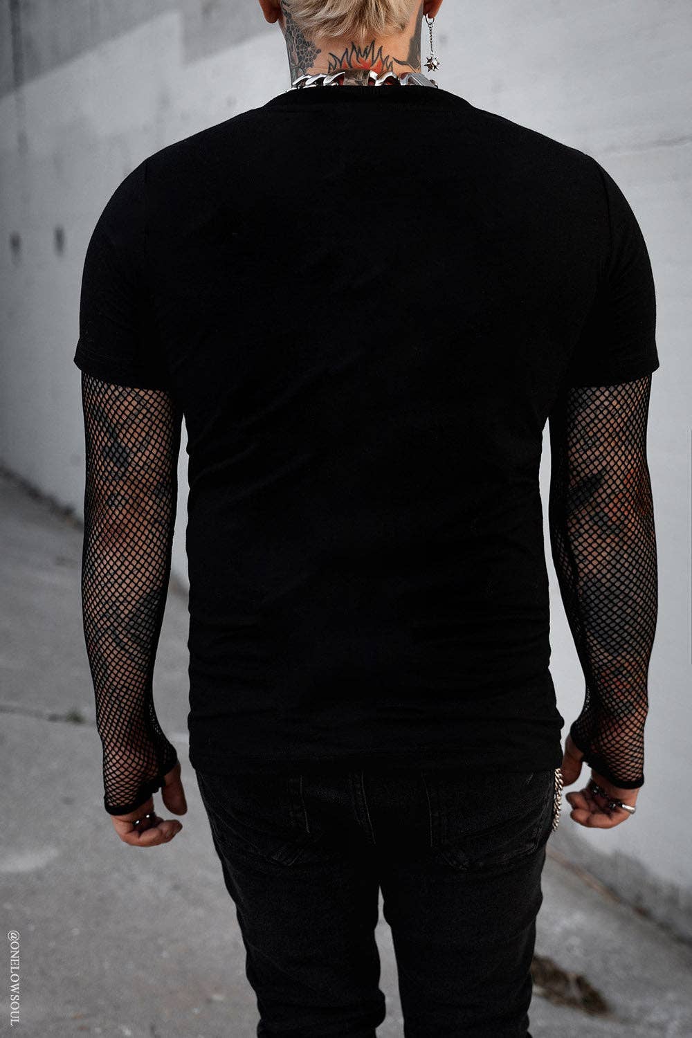 Graveyard Goth Fishnet Sleeve Shirt