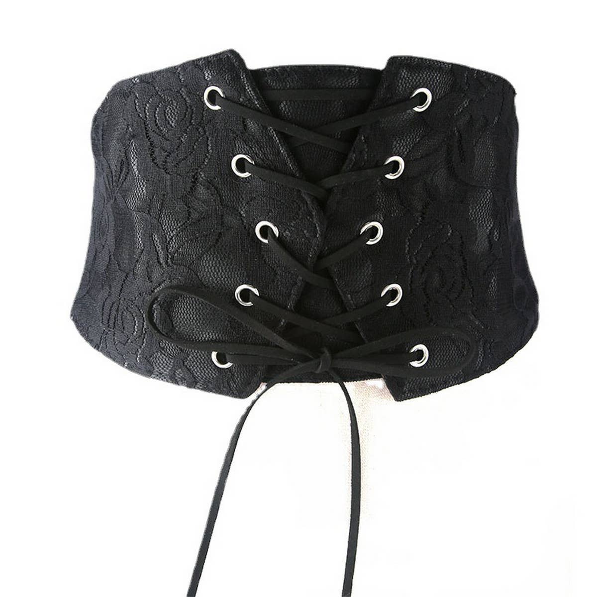 LACE AND LEATHER ELASTIC WAIST BELT