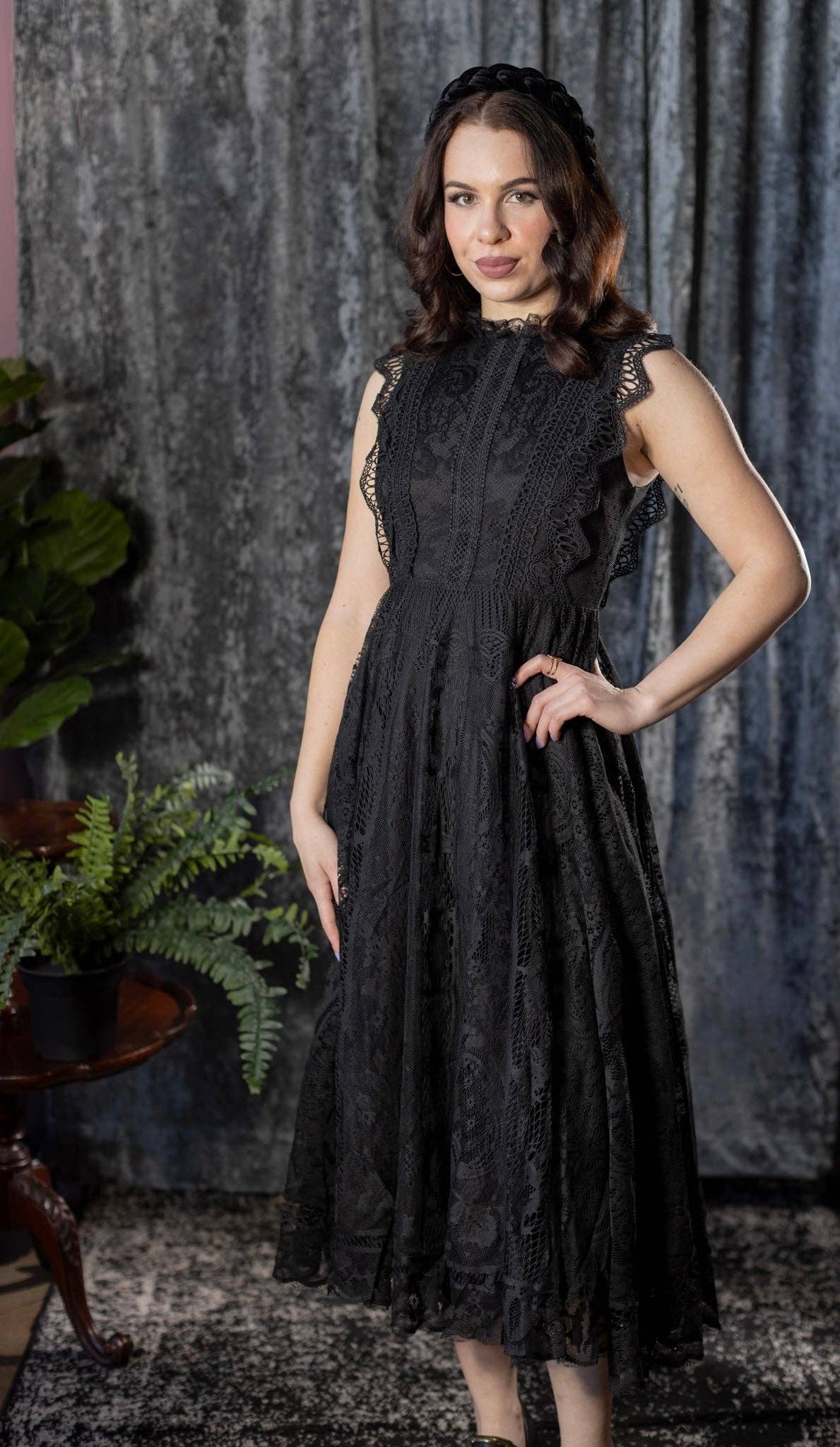 Arabella - Gothic Lace Fit and Flare Dress