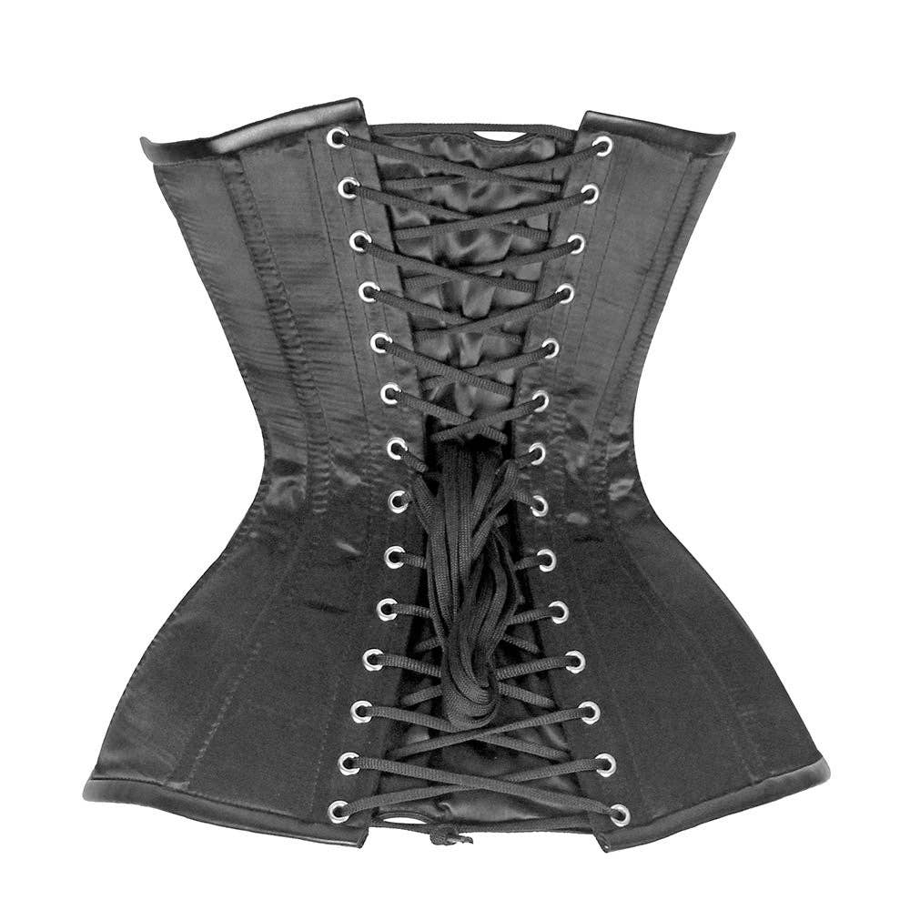 Women Black Leather Studded Corset Top